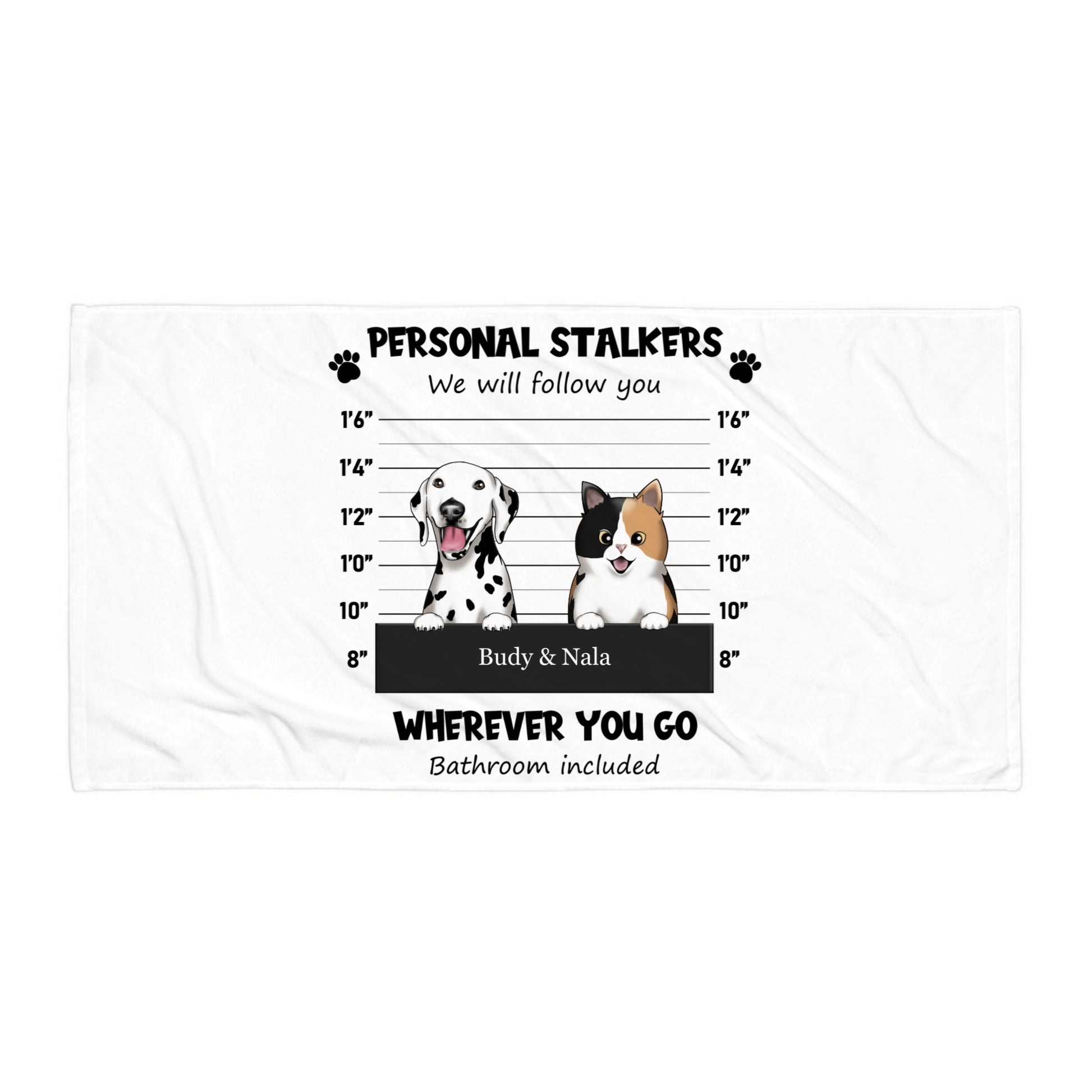 Personalized cotton sublimation towel with animal print.