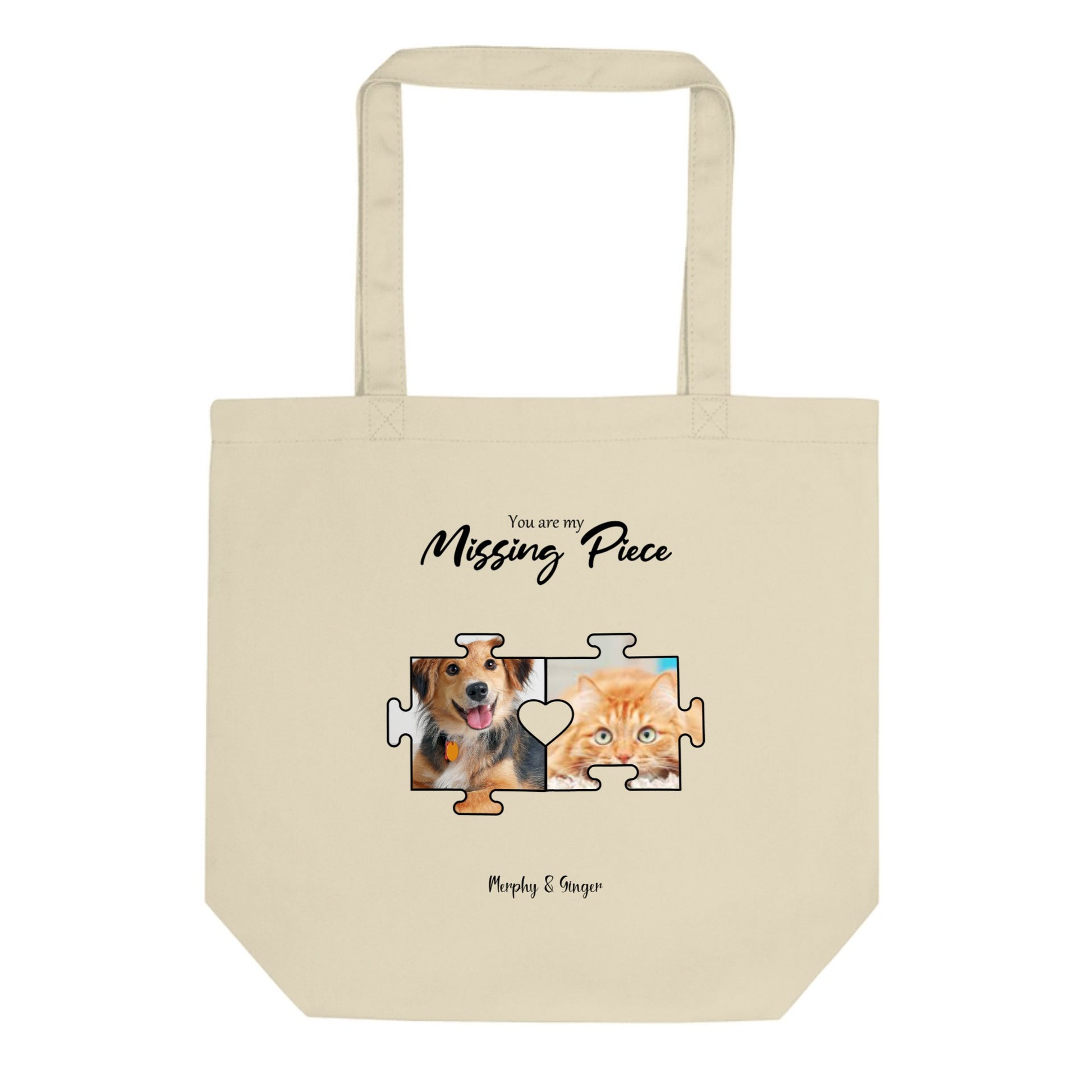 Organic cotton eco tote bag for pet lovers, reusable and sturdy