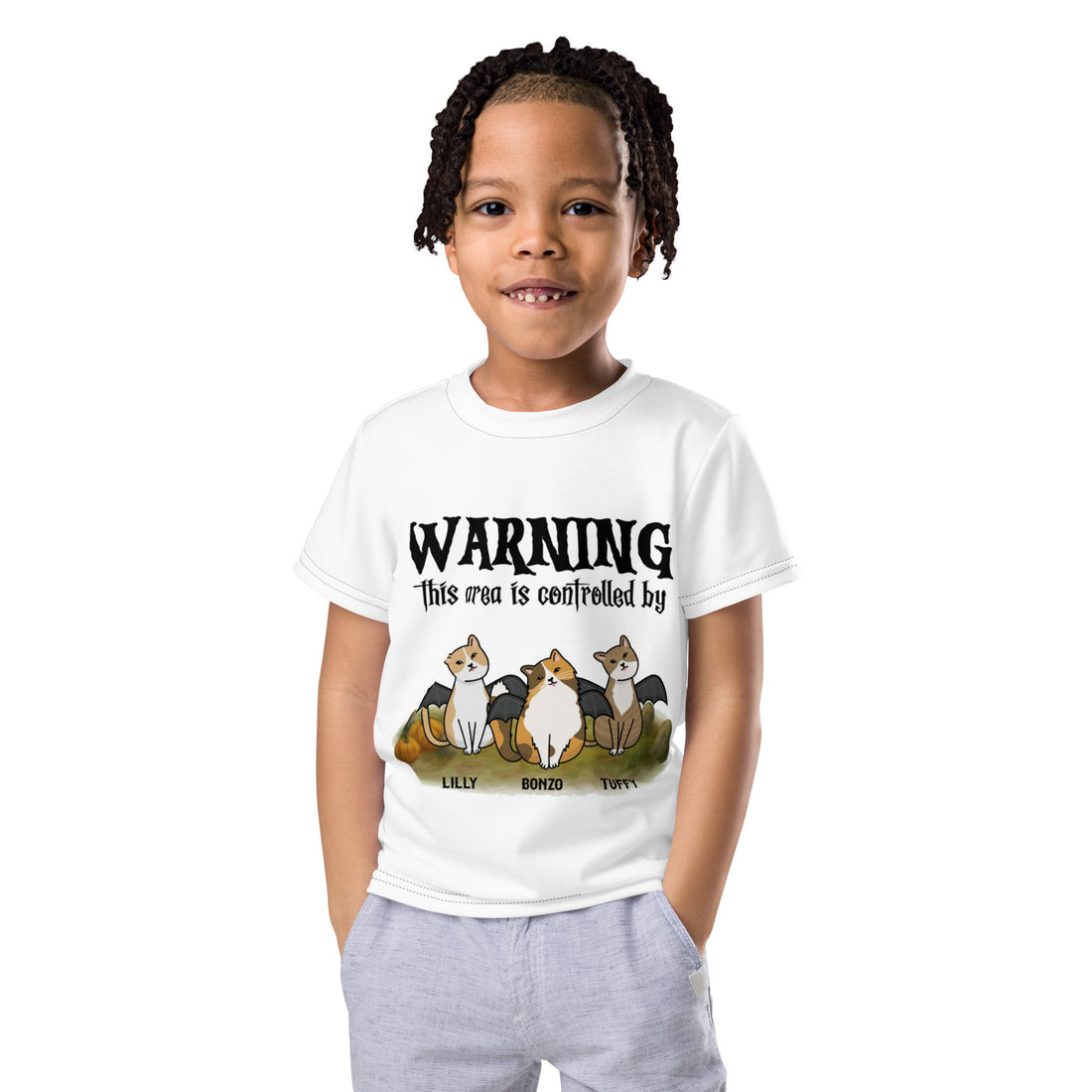 Custom kids t-shirt with crew neck and fun graphic design