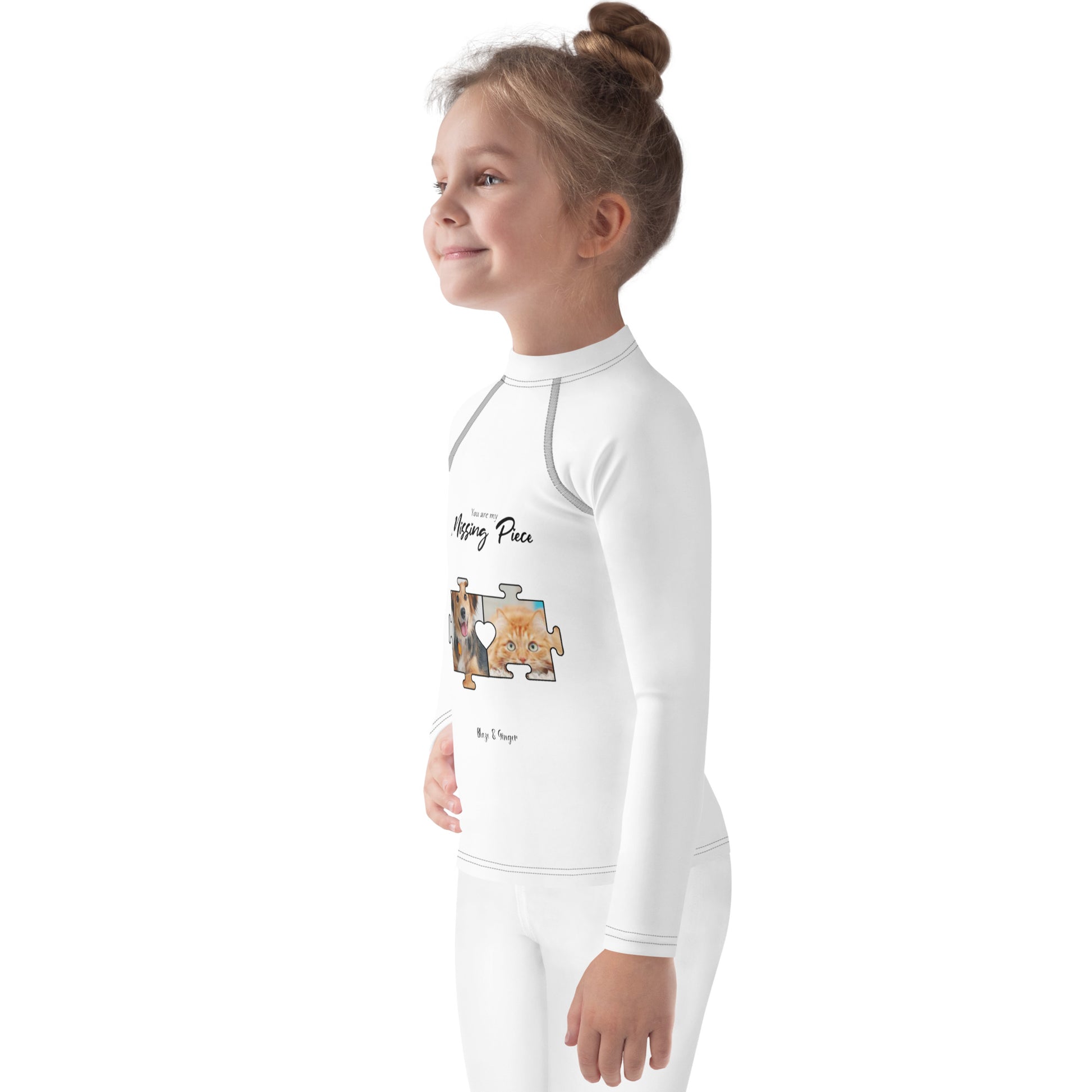 Long sleeve kids rash guard with UPF 50+ sun protection