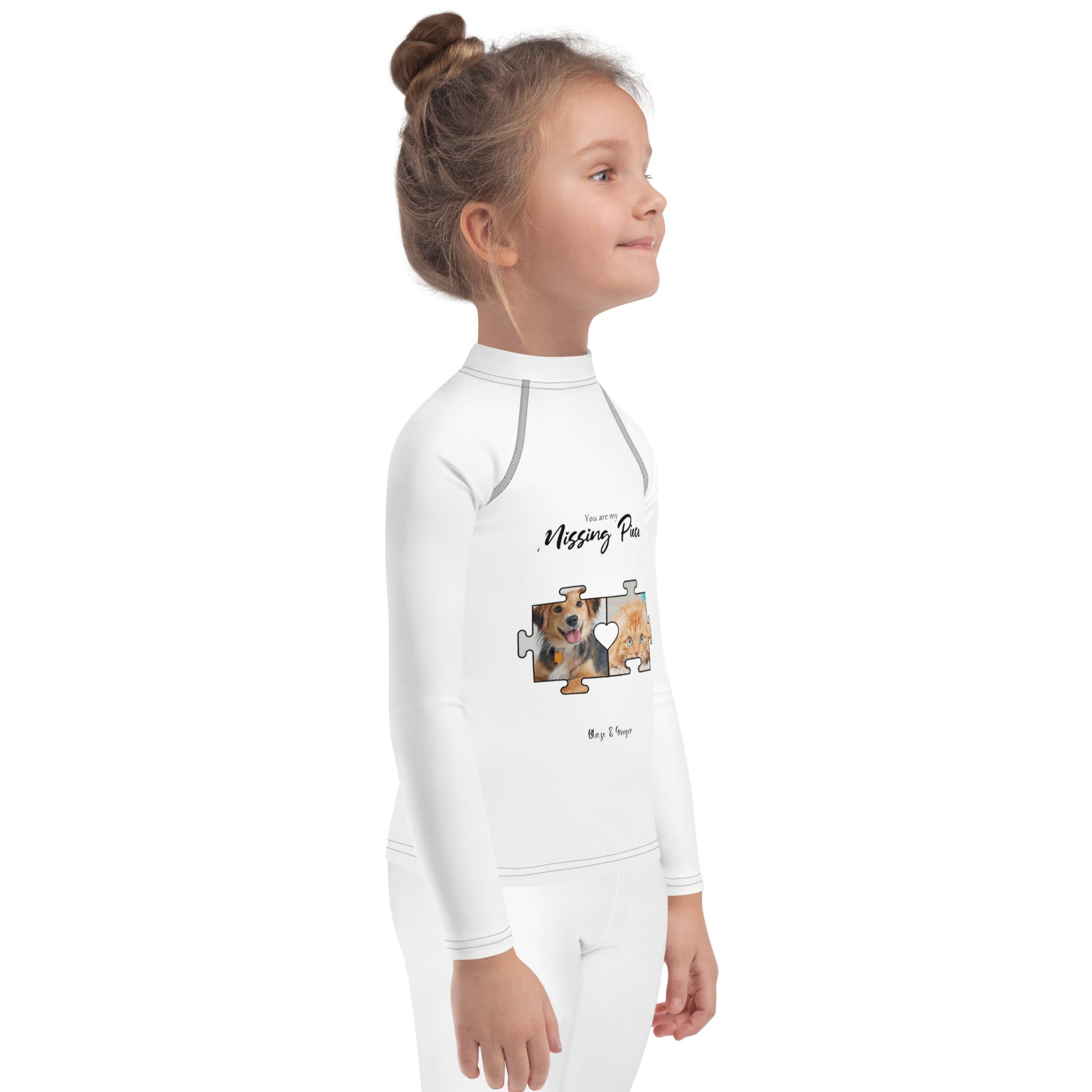 Long sleeve kids rash guard with UPF 50+ sun protection