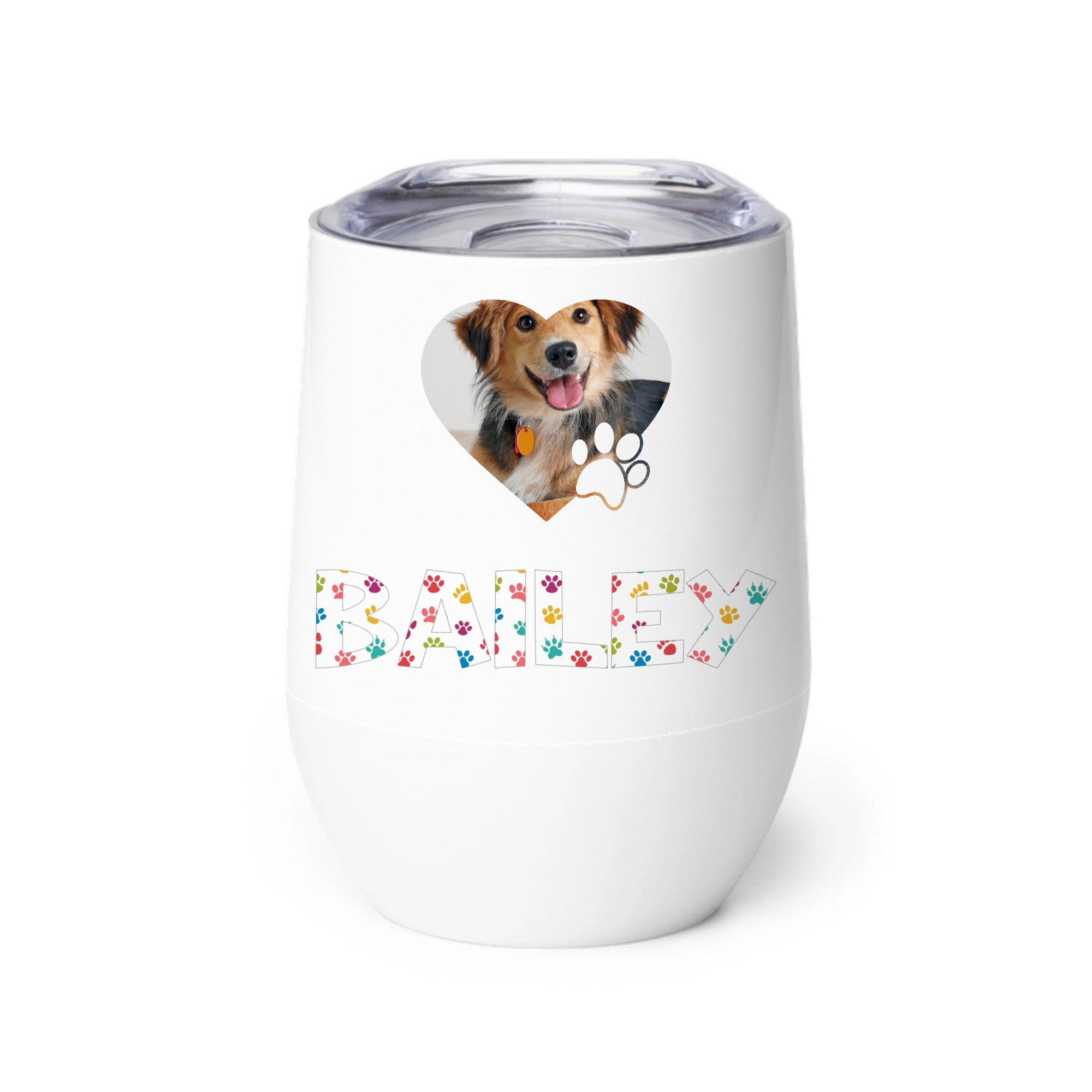 Personalized wine tumbler with stainless steel design