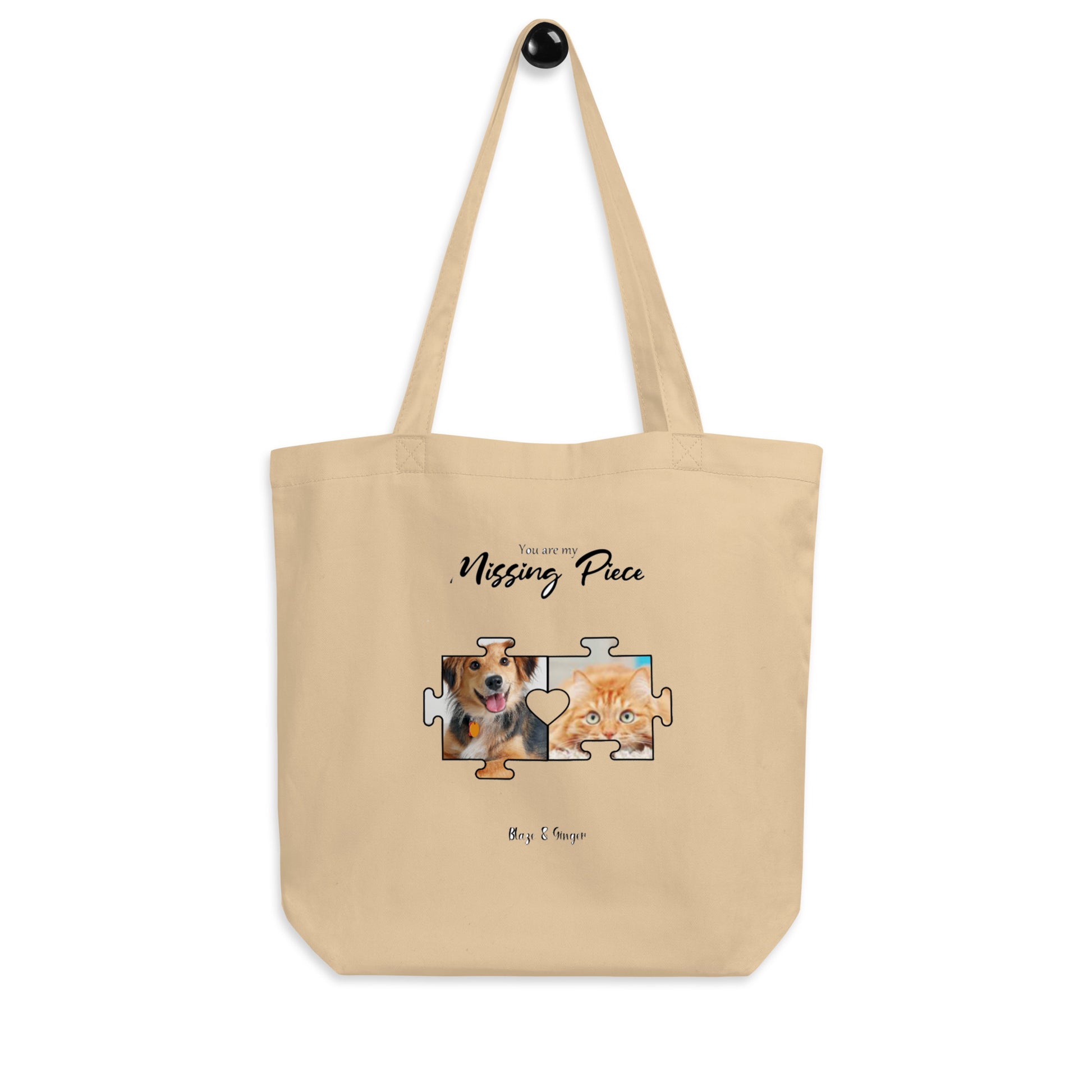 Organic cotton eco tote bag for pet lovers, reusable and sturdy