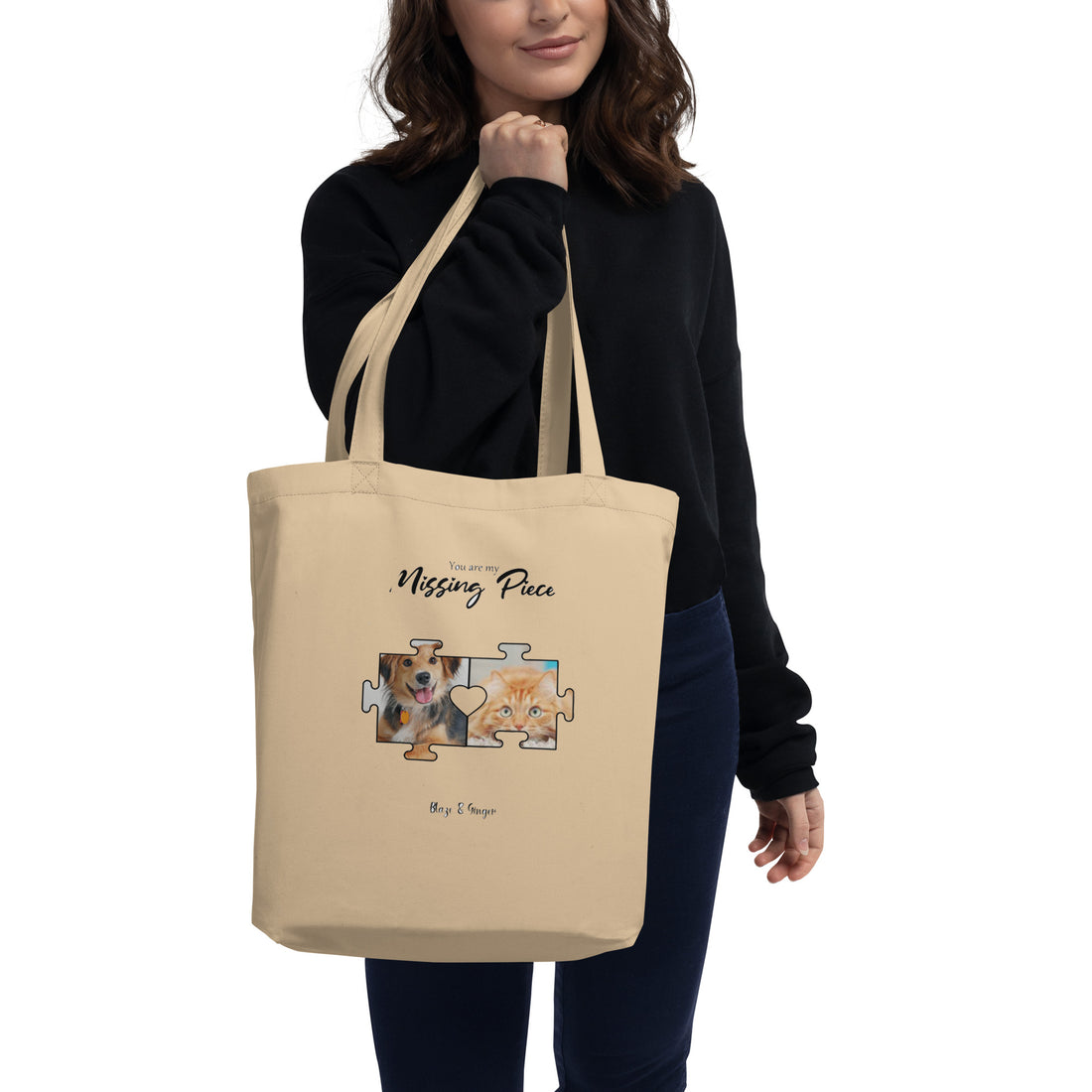 Organic cotton eco tote bag for pet lovers, reusable and sturdy