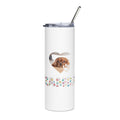 Reusable stainless steel tumbler with straw