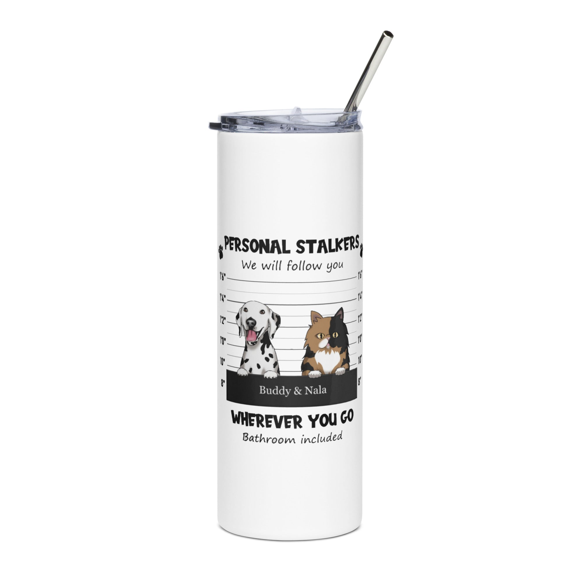 Stainless steel tumbler with metal straw 