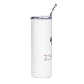 Reusable stainless steel tumbler with straw