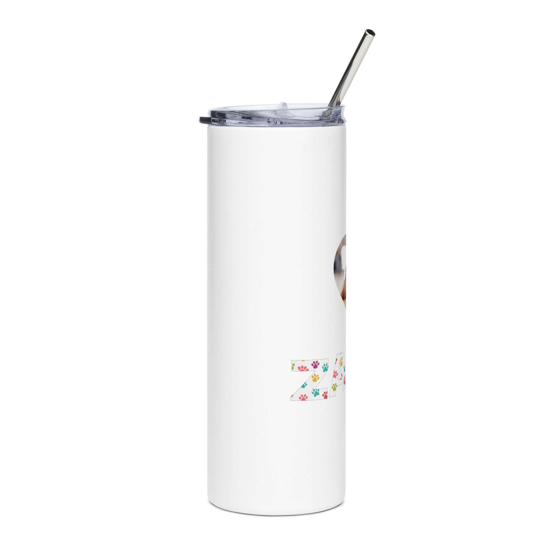 Reusable stainless steel tumbler with straw