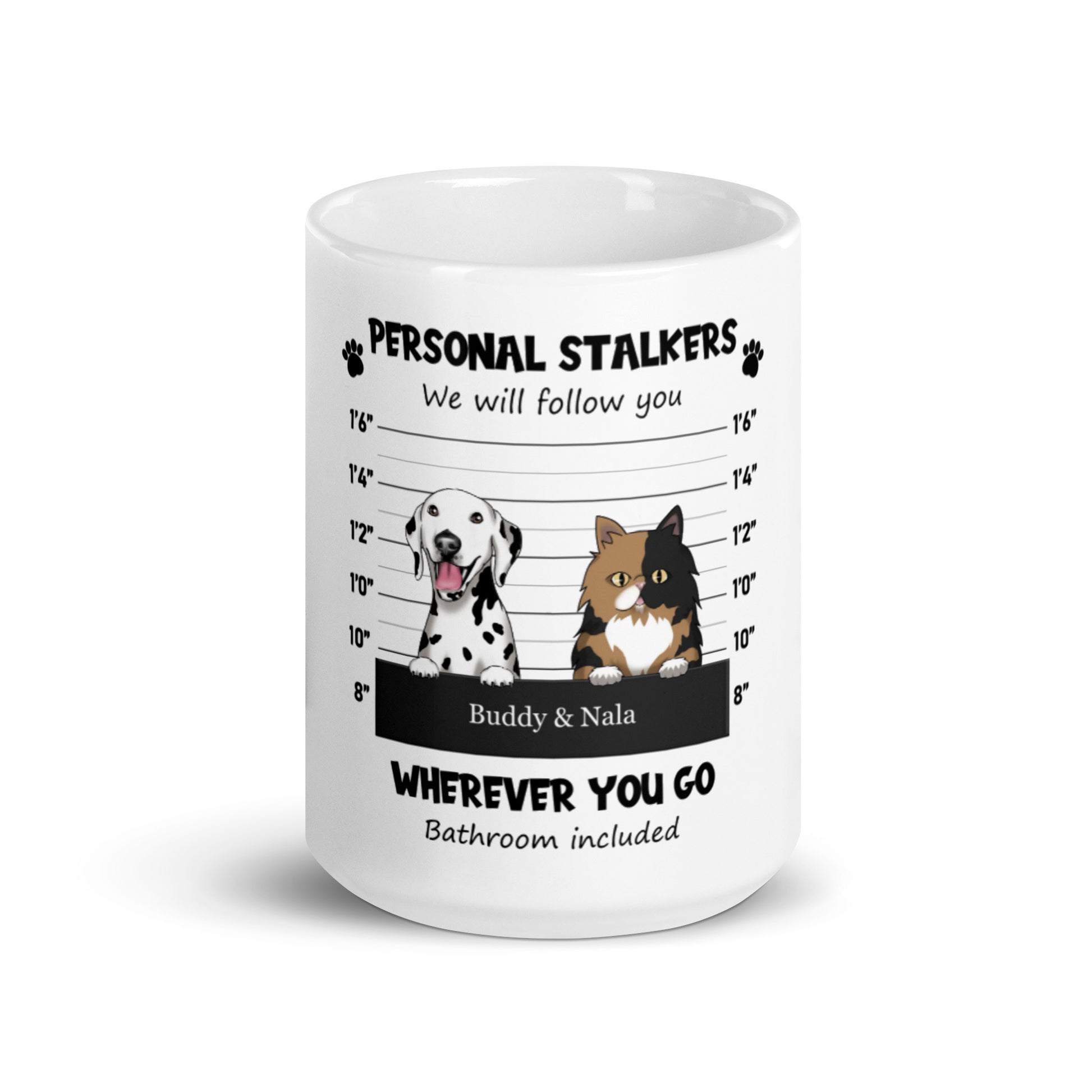 White ceramic mug with funny print – gift for pet lovers.